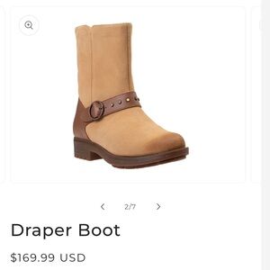 Revitalign Draper Tan Suede Boot Zipper Brown Leather Buckle Waco Co. Shoe NWT 7